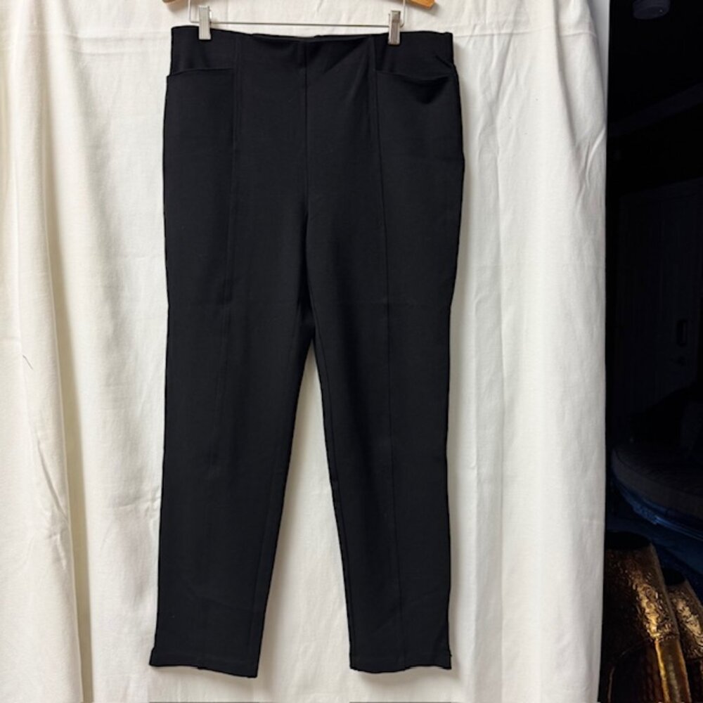 CHICO'S NWT! Black Performance Ponte Rayon Blend Pull On Pants 2 (L/12) Regular